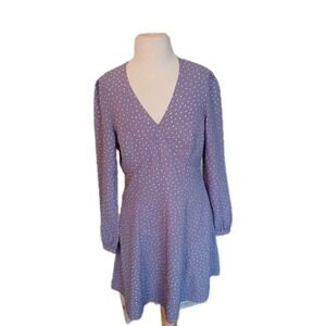 Uniqlo Purple Polka Dot V Neck Long Sleeve Mini Shift Dress M  Minimalism